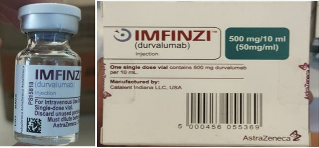 A vial and box labeled Imfinzi