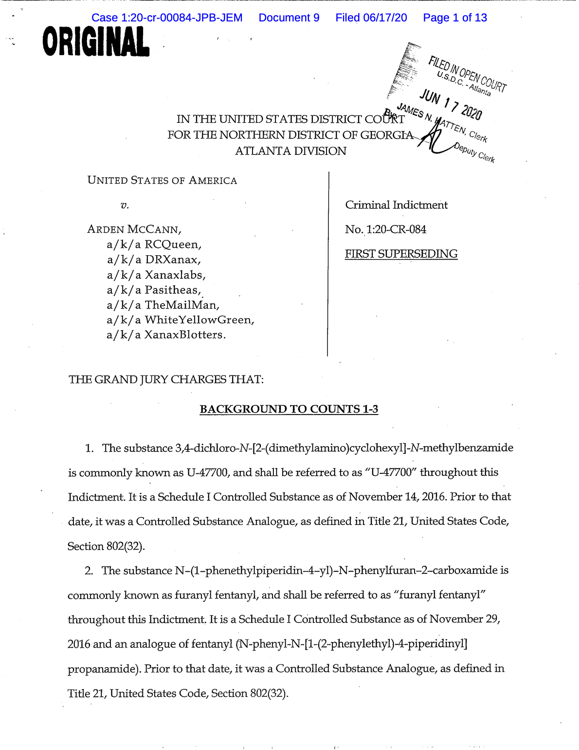 first page of indictment